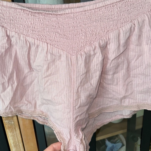 Intimately Free People blush pink shorts lounge pajamas smocked striped mini - Picture 9 of 9